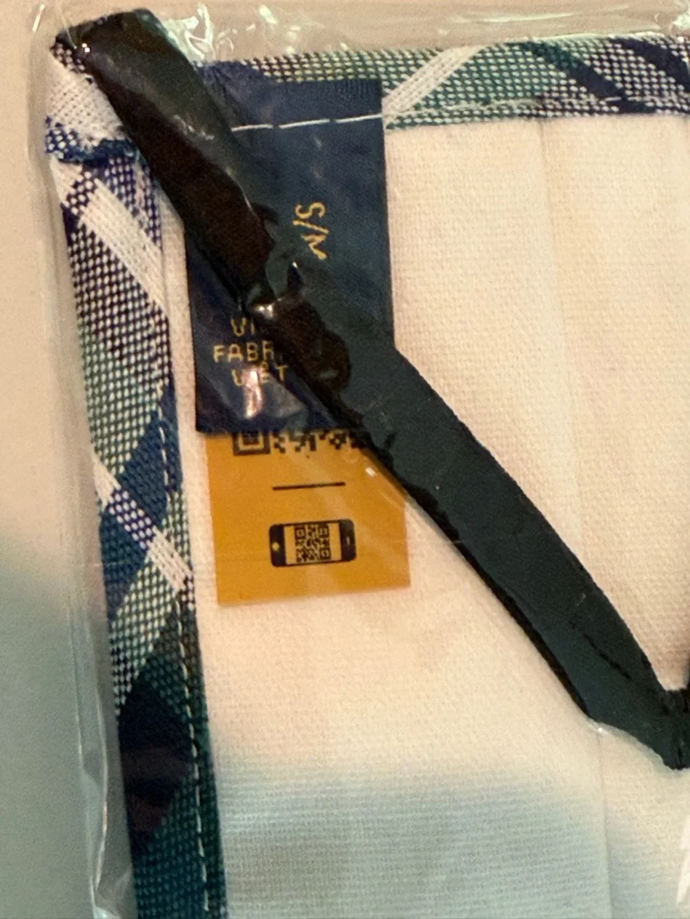 NEW Polo Ralph Lauren Cotton Face Mask Size S/M Green & Blue Plaid With Dust Bag